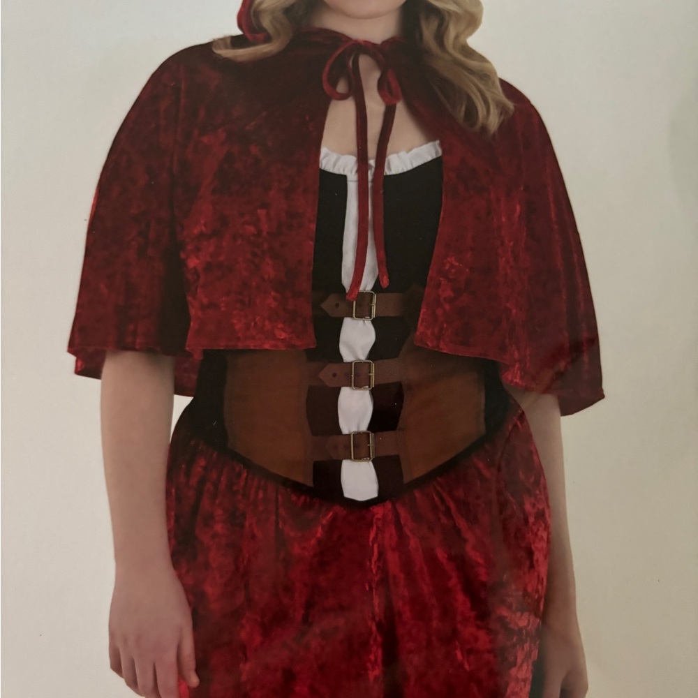 Red Velvet Hooded Cape Costume